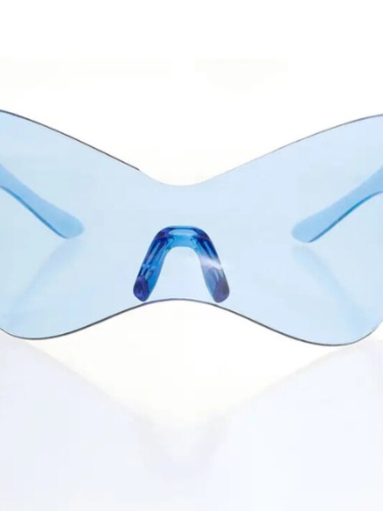 Oversized Blue Shield Sunglasses UV400 Futuristic Visor Shades - Picture 3 of 4